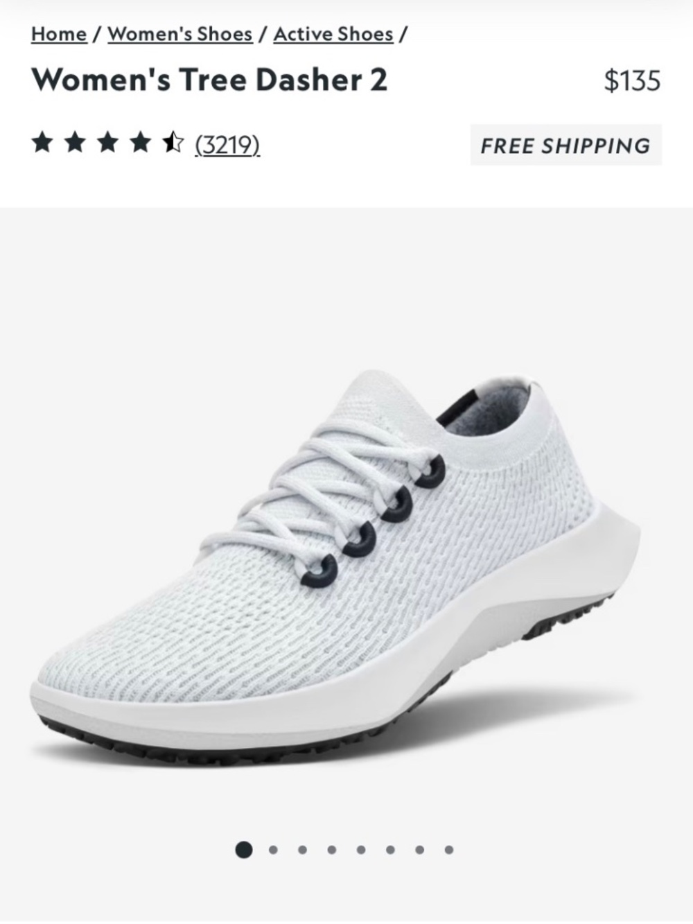 Women's Allbirds Tree Dasher 2 Size 7 - Blizzard